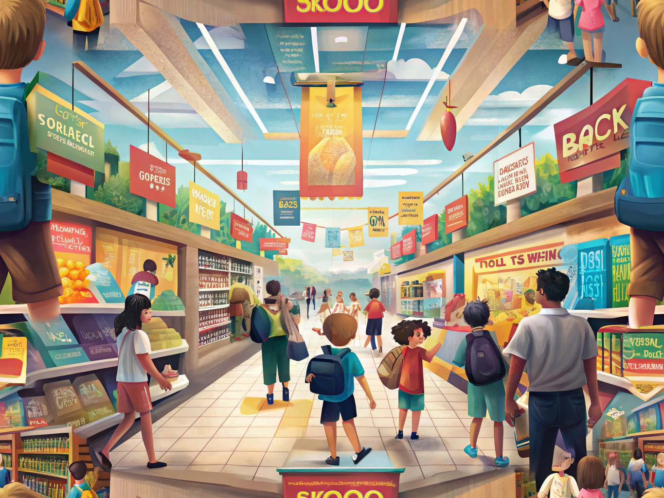 Engaging back-to-school signage in a retail store boosting sales