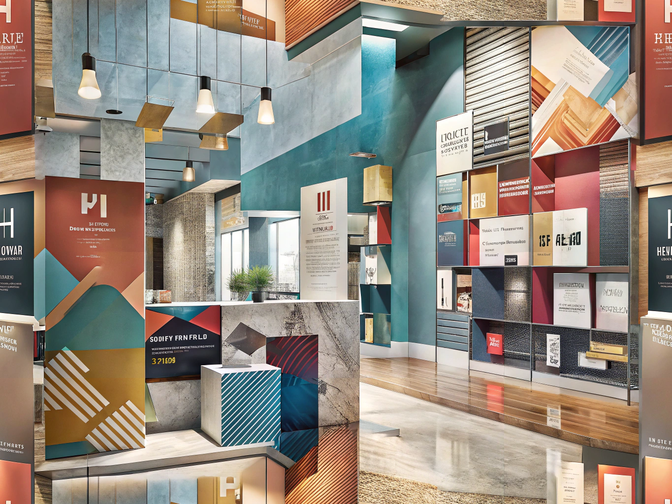 Comparison of digital and offset printing materials in a hotel lobby setting