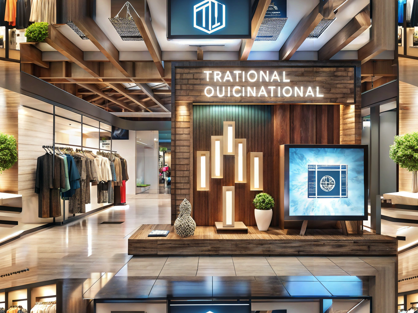 Comparison of traditional and digital retail signage in a fashion boutique