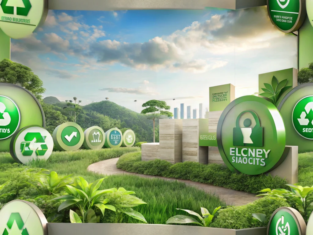 Eco-friendly biodegradable signage in a security setting promoting sustainability
