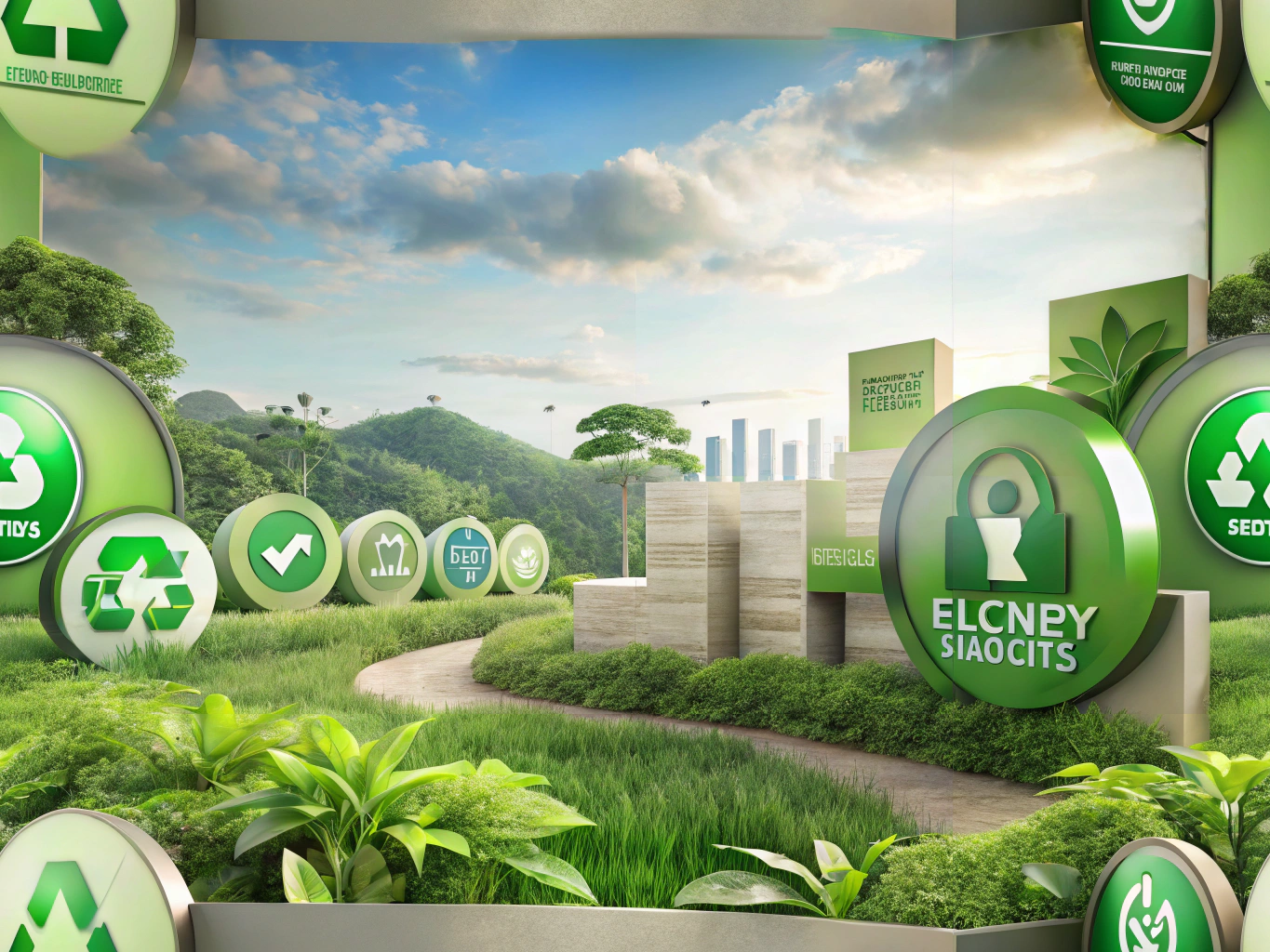 Eco-friendly biodegradable signage in a security setting promoting sustainability